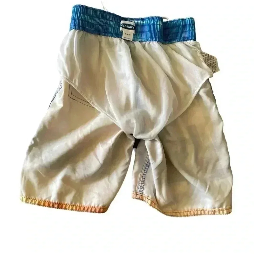 Old Navy Yellow Blue City Sunset Boys Swimming Board Short Pants SZ S( 6/7)